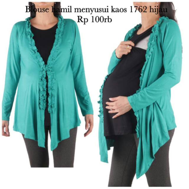 Blouse hamil menyusui kaos 1762 hijau