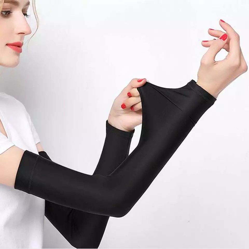 Manset Tangan Hitam Handsock Polos Pria Wanita Murah Lembut / Manset Tangan Spandex Unisex Wanita Pria Hitam Putih