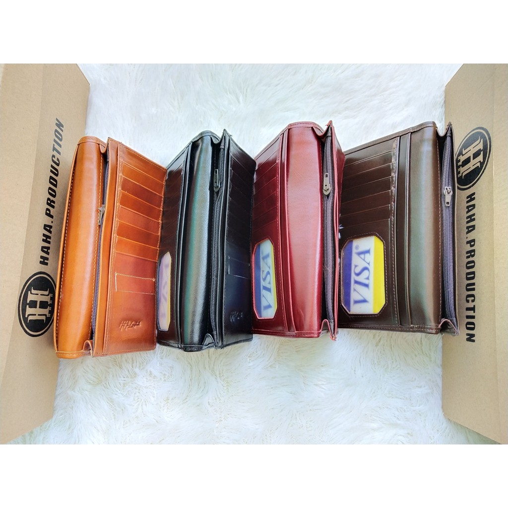 Dompet Panjang Lipat full Kartu kulit asli Pria Wanita - LOGTANGLE Wallet