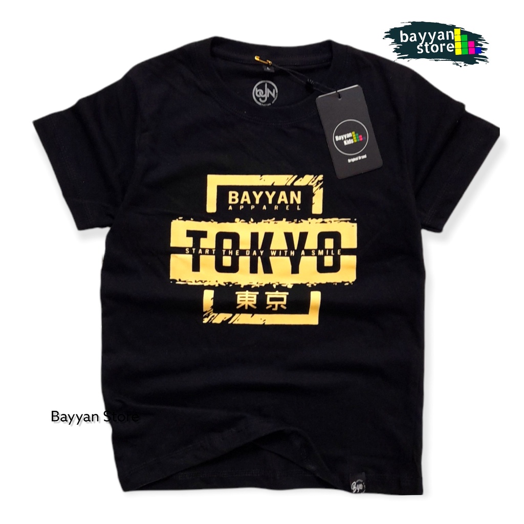 Bayyan Kaos Distro Anak Laki Laki Usia 1-12 Tahun Hitam Tokyo