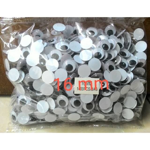 Isi 100  mata boneka kocak ukuran 16 mm