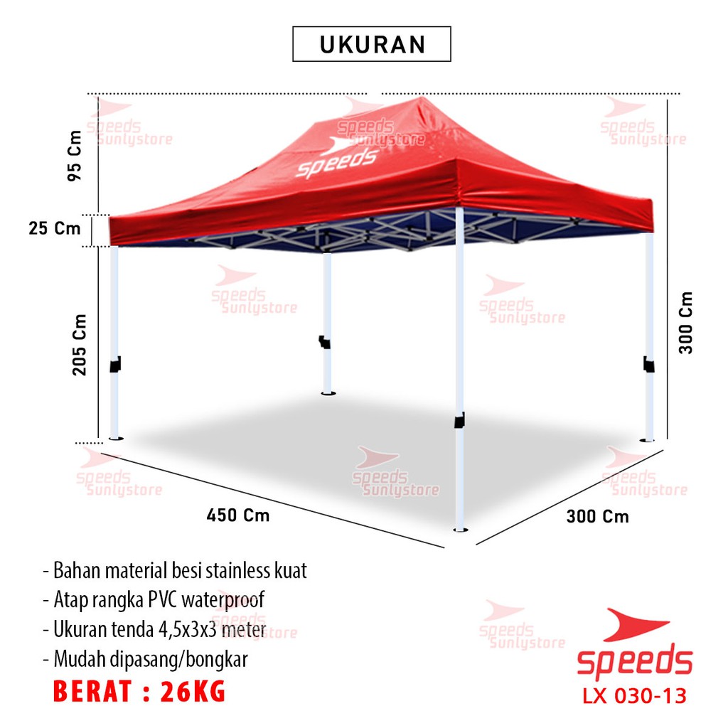 Baru Speeds Tenda Jualan Tenda Lipat 3 X 4,5 M Tenda Bazzar Pameran Tenda Otomatis Rangka Putih