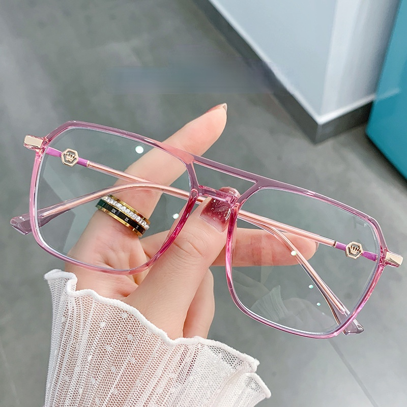 (YUZHU) COD New Fashion Anti Blue Light Oversized Frame Kacamata Lensa yang Dapat Diganti