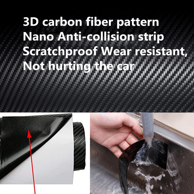 10/7/5/3CM 3D Carbon Fiber Car Sticker DIY Paste Protector Strip Auto Door Anti Scratch Tape