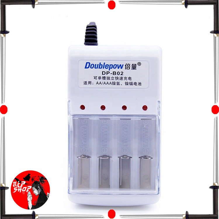 DOUBLEPOW Charger Baterai 4 Slots for AA/AAA Ni-MH Ni-CD - DP-B02 - White