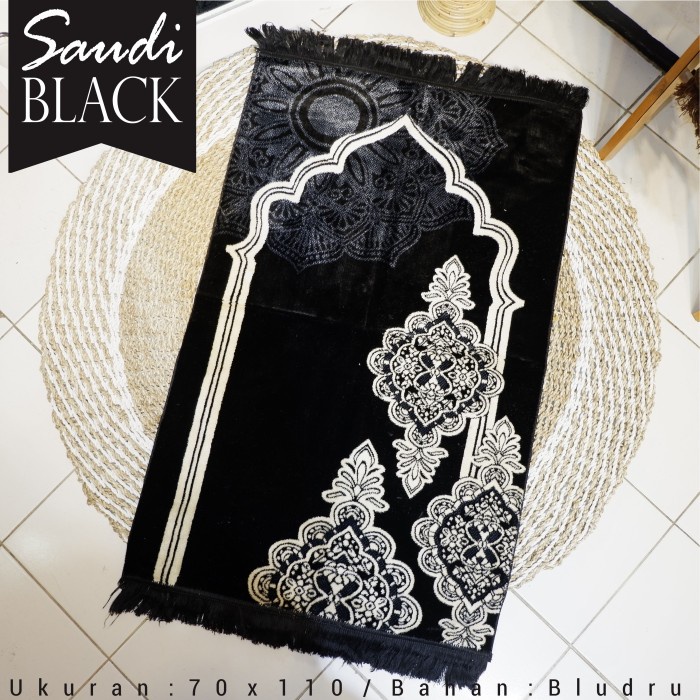 Sajadah Hitam Turkey Turki Sejadah Bludru Premium Original Super Gold Sejadah