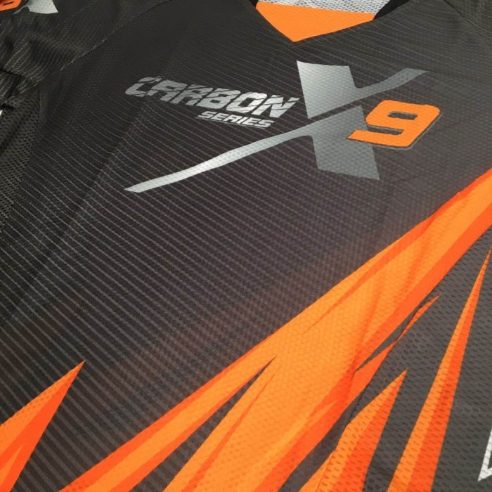 Jersey Sepeda Singletrek1 CarbonX9 Bahan Cooltech ORI JCS Orange long