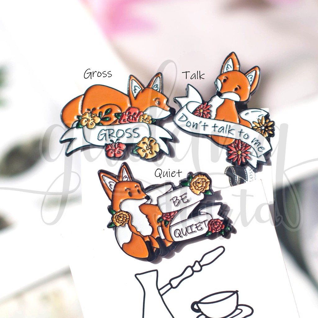 Pin Quiet Fox Pin Bros Lucu Unik Pin Tas Murah GH 208752