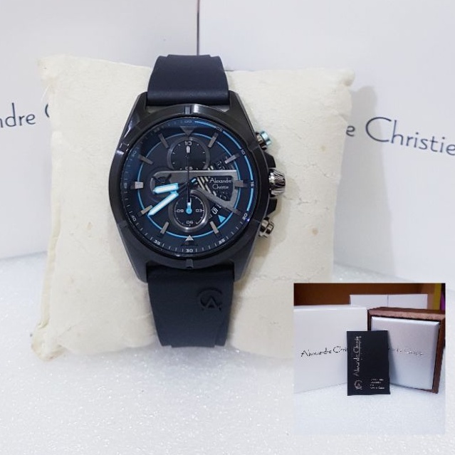 ALEXANDRE CHRISTIE PRIA AC 6592 BLACK JAM TANGAN PRIA ORIGINAL