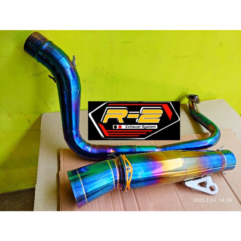 Knalpot full biru model DAENG SAI 4 VARIO150, VARIO125 LED, PCX INLET 50