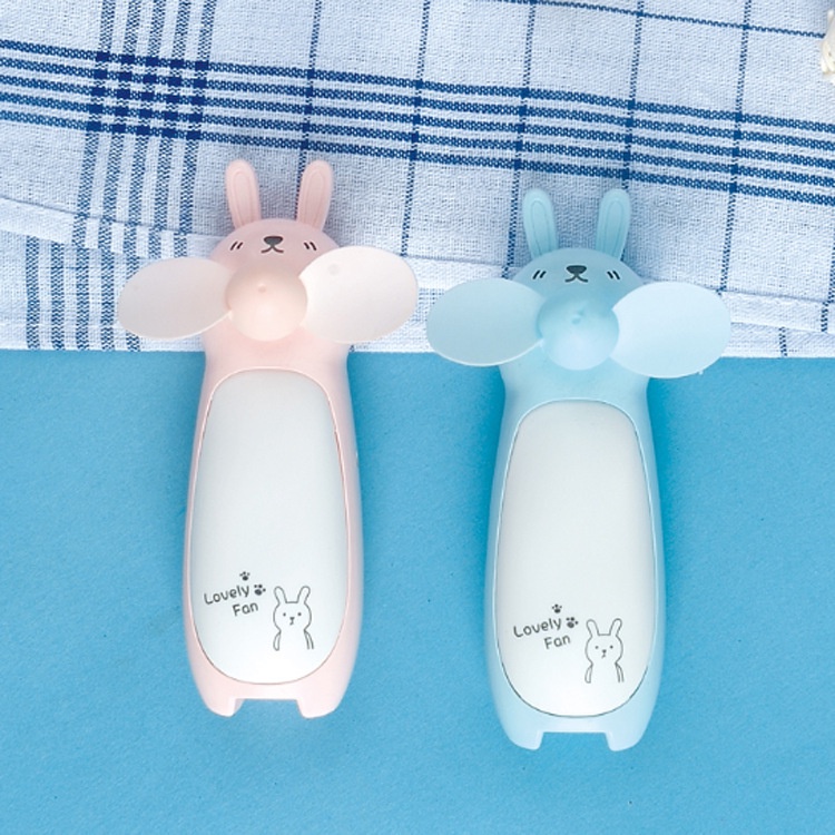 Kipas Angin Karakter Motif Rabbit Mini Fan LED USB Charger Kipas Genggam Portable lucu unik hemat tempat mudah di bawa kipas mini