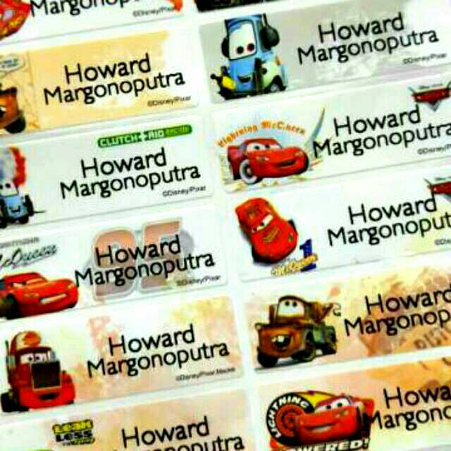 

label nama waterproof / stiker anti air McQueen.