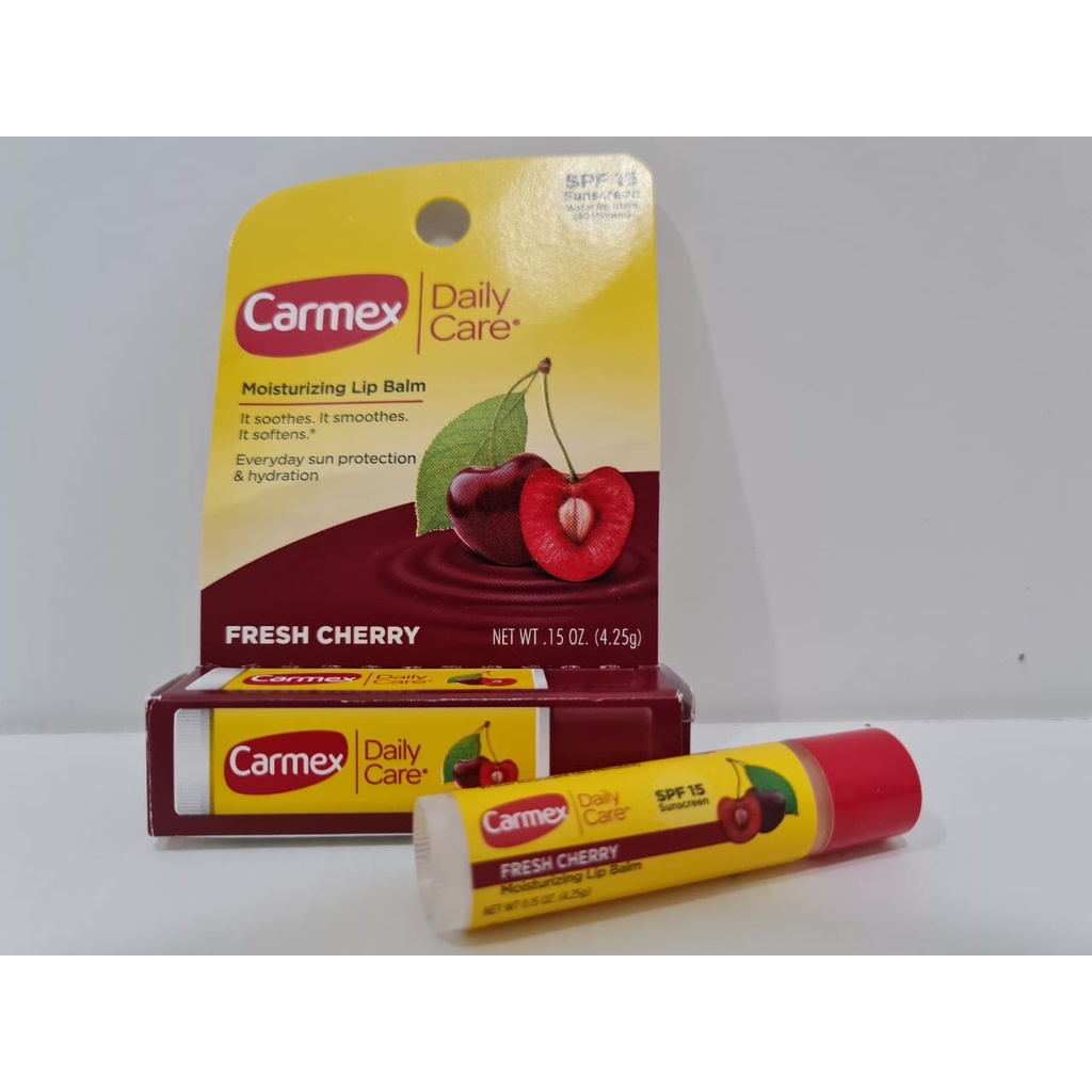 Carmex Classic Daily Care Moisturizing Lip Balm Stick Medicated SPF15 Strawberry Classic or Cherry