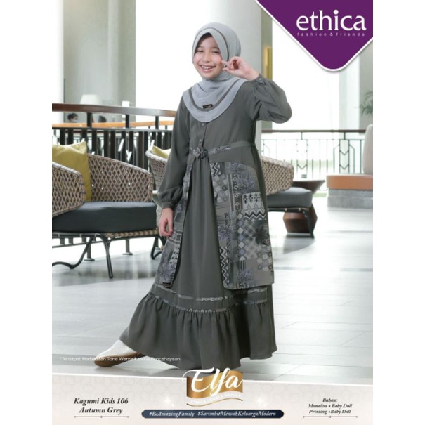 Gamis Anak Ethica Kagumi Kids 106 Autumn Grey