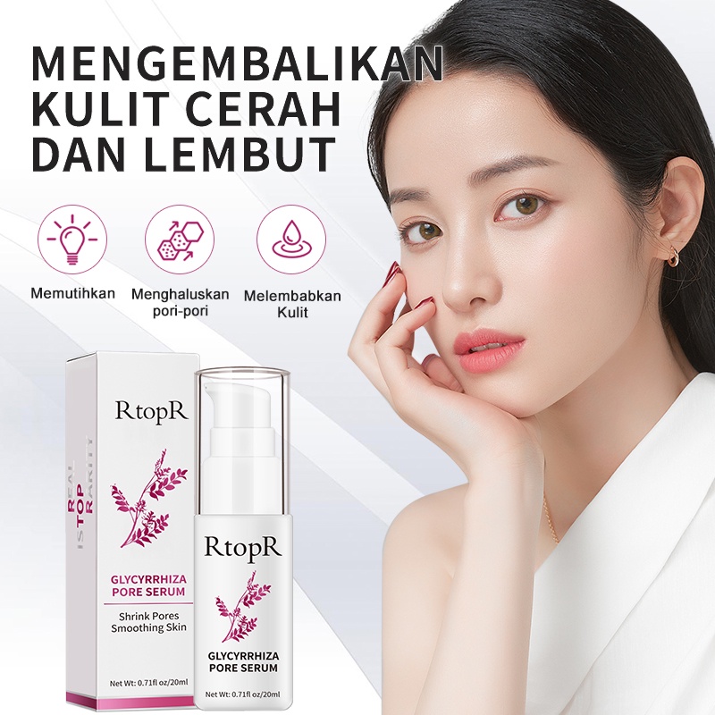 [BPOM]RtopR  Glycyrrhiza  Serum Perbaikan Pori Wajah  Kolagen  Anti-kerut  Minyak Krim Pemutih  Kontrol Menghidrasi Efektif Mengecilkan Pori-pori 20ml