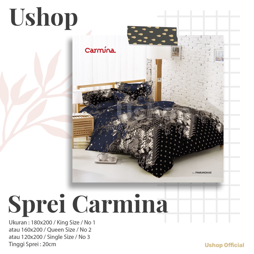 CARMINA Sprei 120x200 Tinggi 20 Cm - Sprei Batik Ajisaka Bagaskara Batik Bear Branjangan Jatayu Kahi