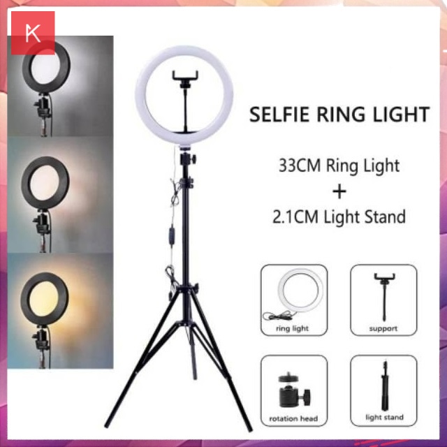 ANG TRIPOD 2,1 METER / 210 CM RINGLIGHT 26CM 33CM FOR MAKE UP VLOG / LAMPU RINGLIGHT LIVESTREAMING