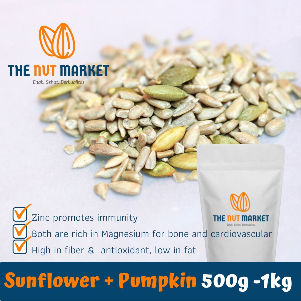 

Mixed Sunflower & Pumpkin seeds 500 g - 1kg (Roasted / Panggang) TETAP EKONOMIS