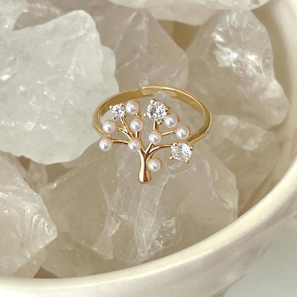Cincin Alloy Hias Mutiara Imitasibatu Opalzircon Bentuk Hatisimpul Pita Untuk Wanita
