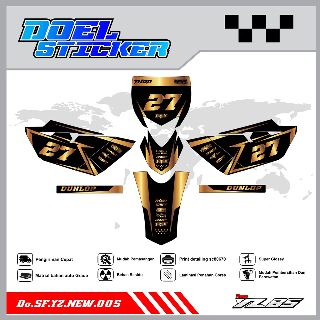 Sticker Striping YZ NEW List Variasi Hologram , Crome Doel 005