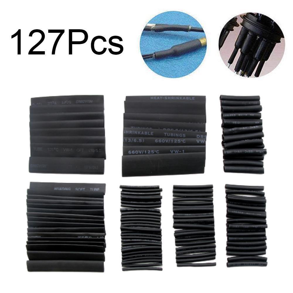 Preva 127PCS Heat Shrink Sleeving Protection Isolasi Listrik Bungkus Kawat 2: 1hitam