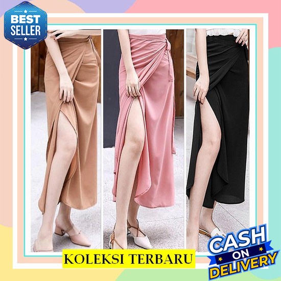 (Bisa Cod) Rok Wanita Panjang Bawahan Plisket Premium Import Murah Kekinian Jumbo Polos Ootd Terbaru