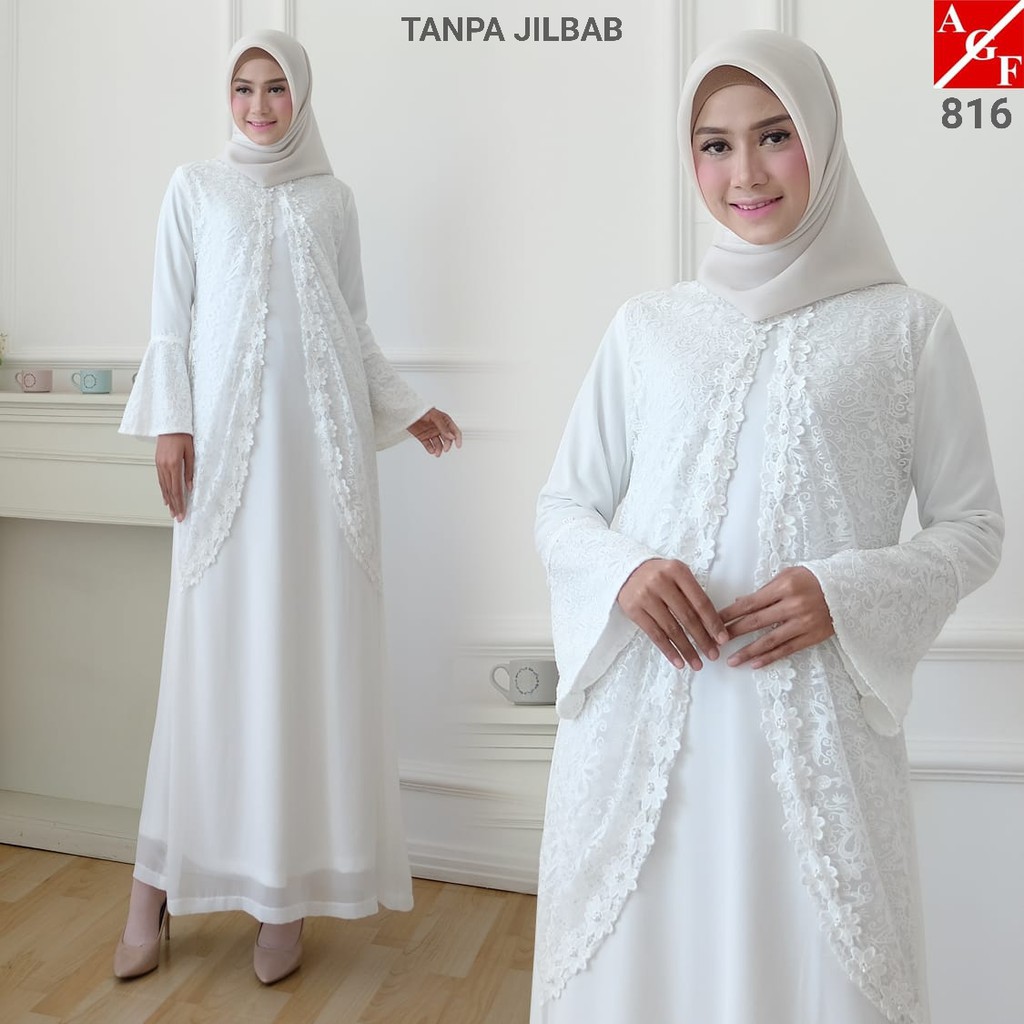 Gamis Broklat Modern Pesta Syari Mewah Putih Grosir Gamis Gamis Broklat Modern Pesta Syari Mewah Putih Grosir Gamis