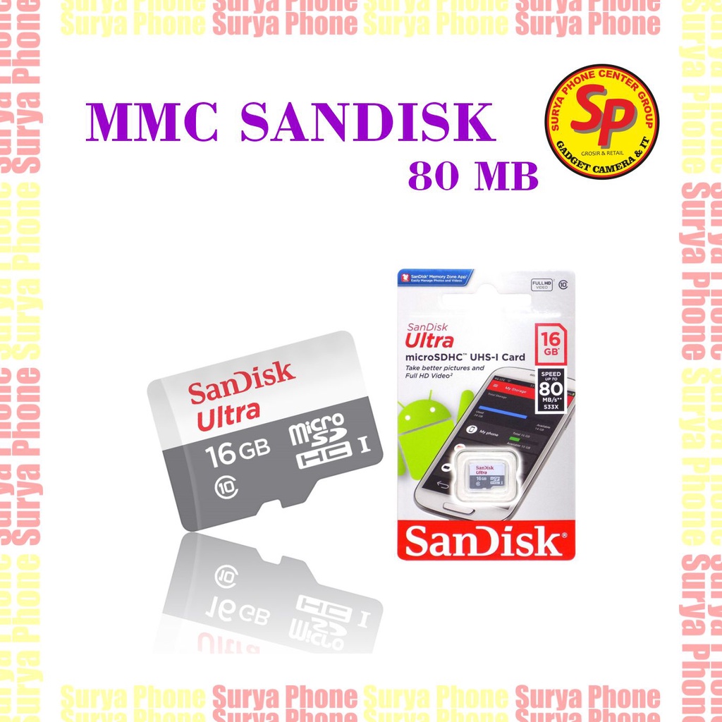 MMC SANDISK 16GB 64GB 80Mb/s