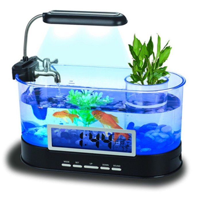 Jual Murah Desktop Usb Aquarium Mini 2012 A With Water Pump Led