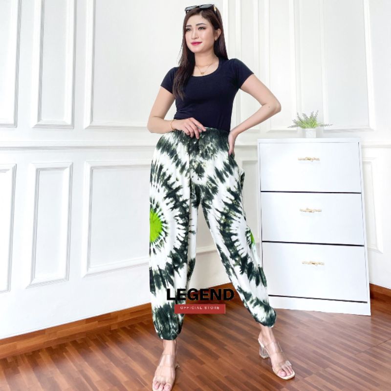 CELANA PANJANG RAYON WANITA CELANA JOGGER SANTAI WANITA TIE DYE CELANA MOTIF BALI