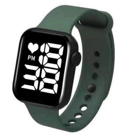 WBS Jam Tangan LED Digital Pria Wanita Rubber Electronic Fashion Couple Anak Remaja Import Premium JF073-HIJAU