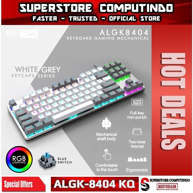 Keyboard Gaming Mechanical TKL Altec Lansing ALGK-8404 KQ White Grey