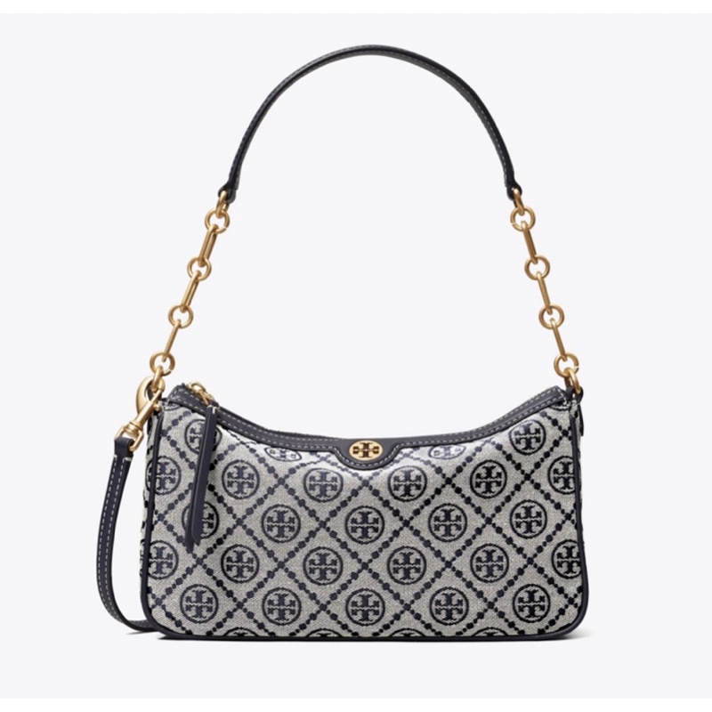 Tory Burch T Monogram Jacquard Zip Shoulder Bag(85137)