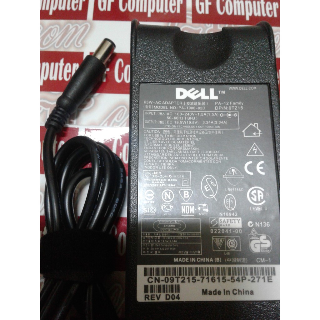 Original Charger Adaptor Dell 19.5v 3.34a For Dell Inspiron 300m, 500m 1200 2200 E1205 M5030 N5040