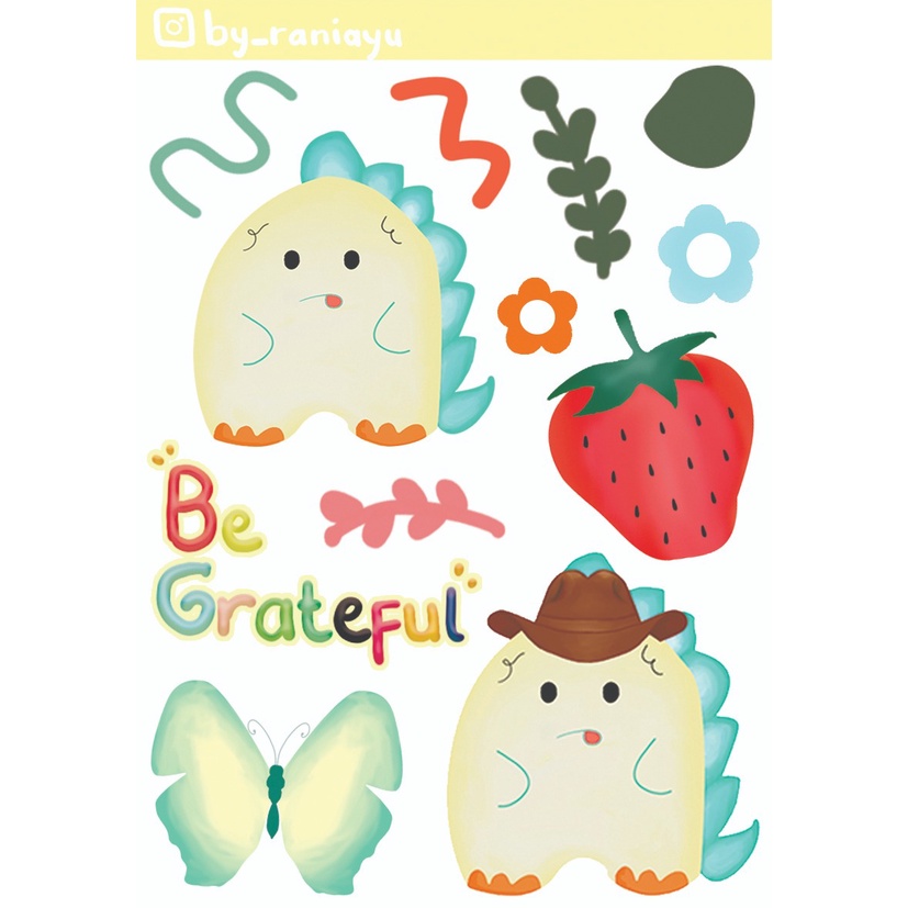 

1 Lembar Stiker Dino Lucu Dekor | Stiker Tumblr | Stiker Binder | Dekorasi Journal Diary Notebook | Vinyl Sticker