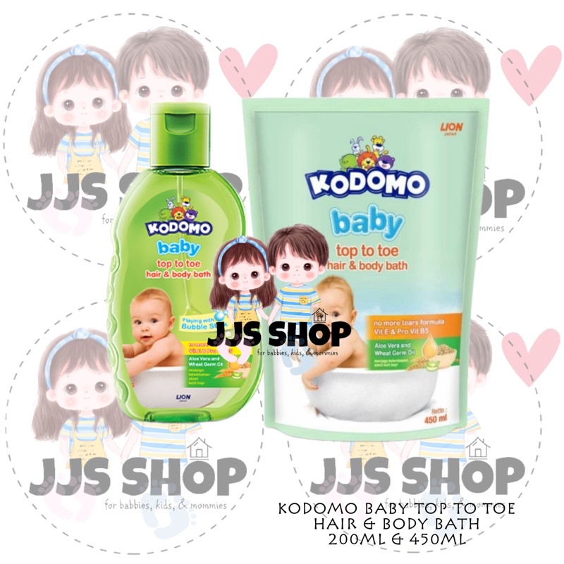 KODOMO TOP TO TOE WASH HAIR &amp; BODY BATH 2IN1 200ML 450ML