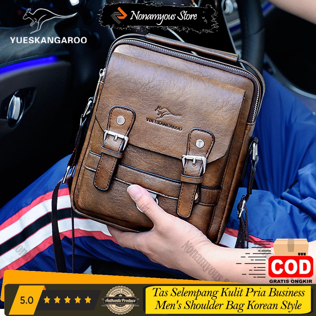 [ORIGINAL] Yueskangaroo Tas Selempang Kulit Import Pria Business Men's Shoulder Bag Korean Style