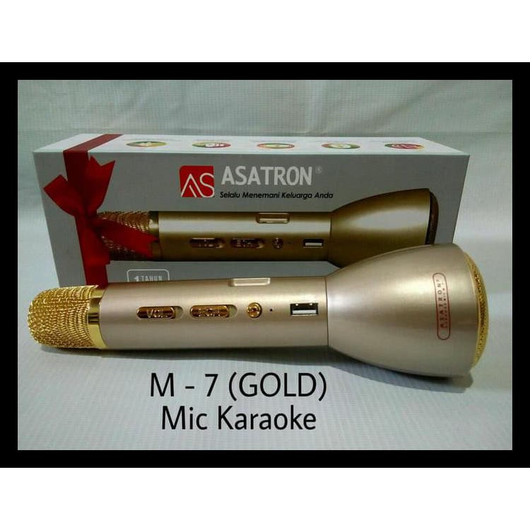 Gratis Ongkir Mic Karaoke Asatron M-7/Speaker/Bluetooth/Mp3(All In One) - Emas Diskon
