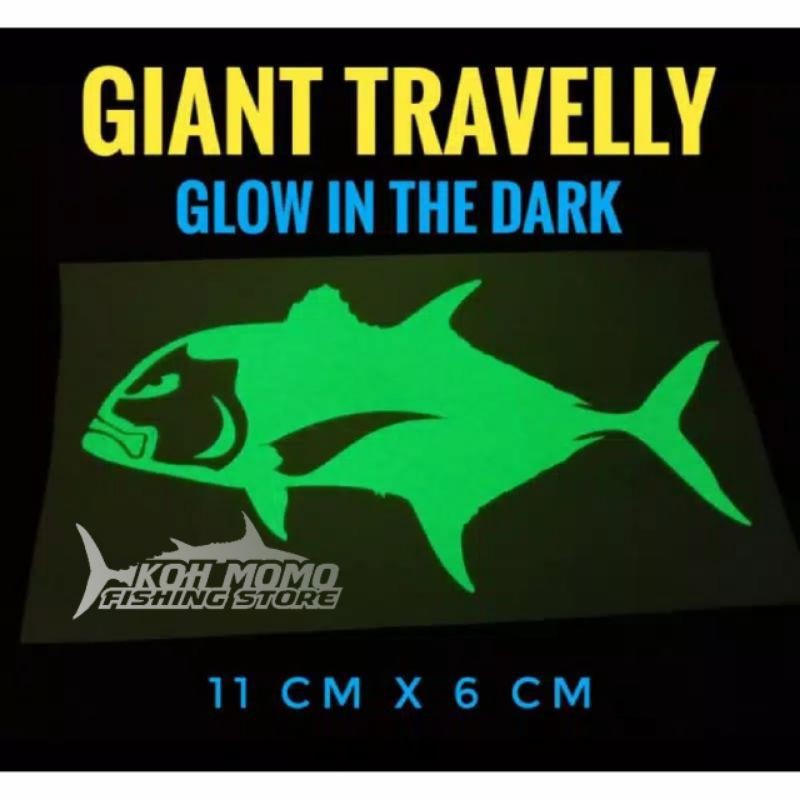 Stiker ikan GT Giant Travelly fish Glow In the Dark