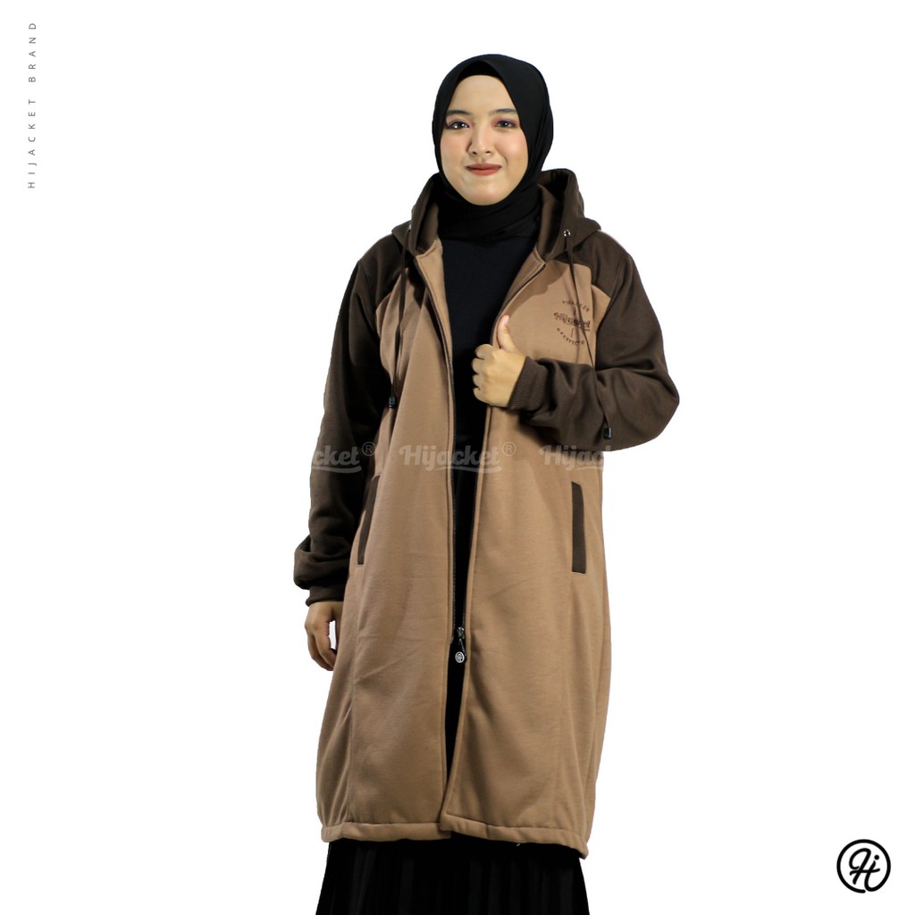 ⭐️GRATIS MASKER HIJAB⭐️ HIJACKET ALICIA SERIES - HIJACKET OFFICIAL HIJACKET STORE JAKET MUSLIMAH JAKET HIJABERS-BROWN (COKELAT)