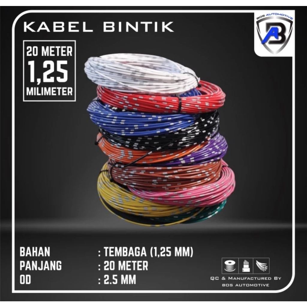 KABEL ROLL BODY - KABEL BINTIK SERABUT JEPANG 1.25MM X 20 METER