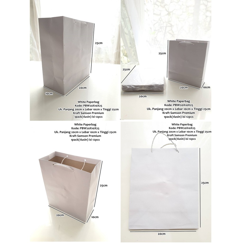 

Goodie bag Serbaguna Putih 20X10X25 Premium Paperbag Tas Kertas Ultah
