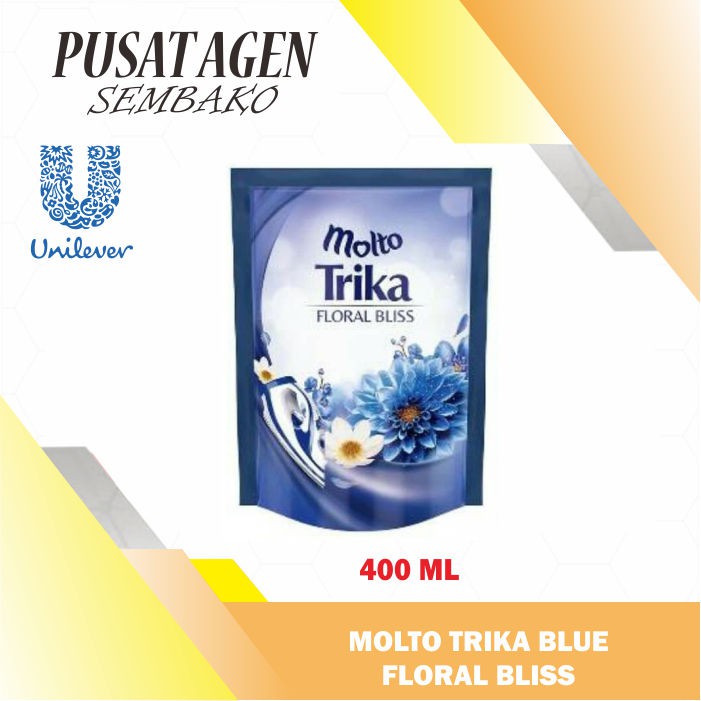 Jual Molto Trika Blue Floral Bliss 400 Ml Pelicin Melincinkan Pewangi Pakaian Baju Celana 400ml 1742