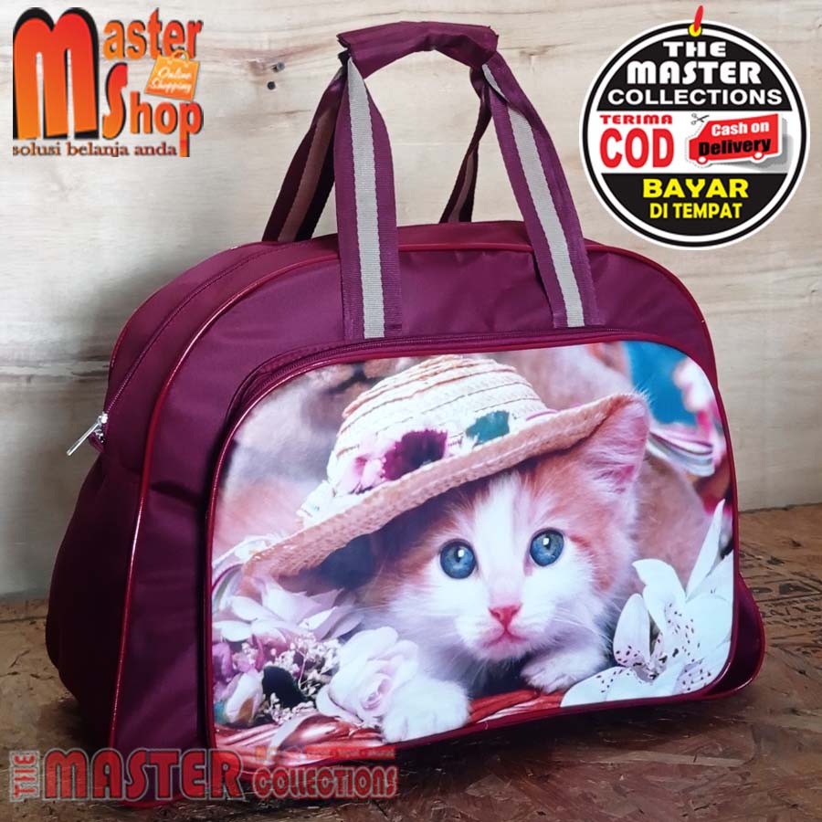 Tas Travel Elle Motif Kucing Bag / Tas Pakaian tas jinjing Kucing / Tas Travel Bag Untuk Mudik