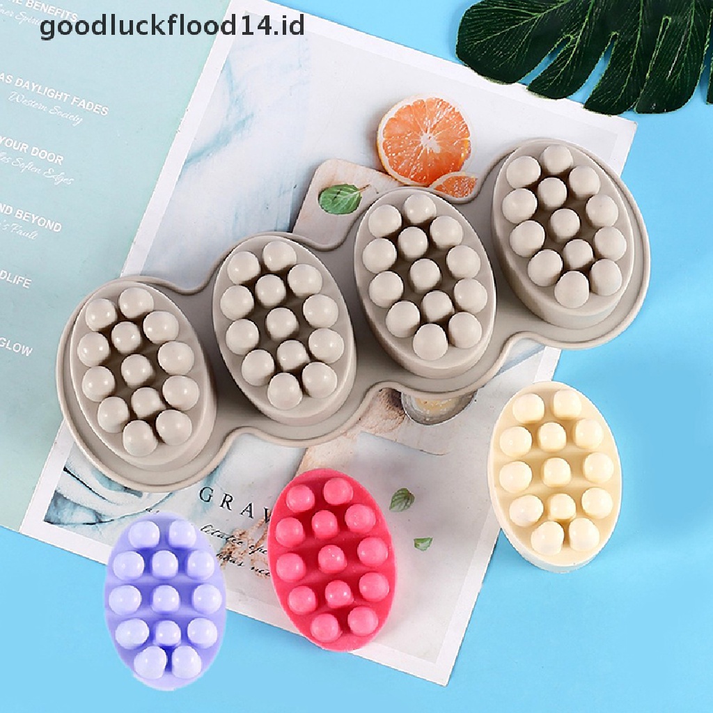 [OOID] 3D Handmade Soap Silicone Molds DIY Resin Oval Shape Massage Soaps Crafts ID