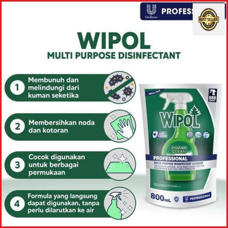 lov me❤Wipol disinfektan power clean 800ml -Spray disinfektan