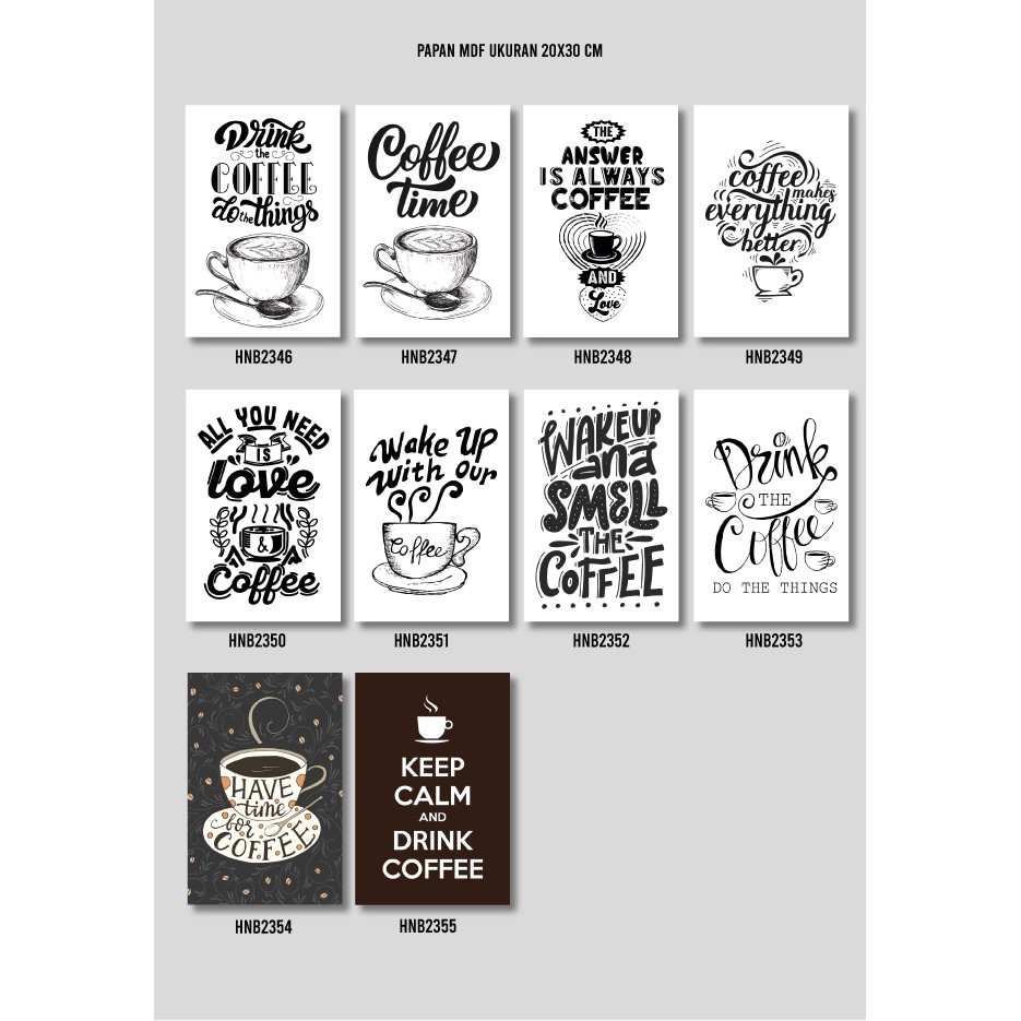 Hiasan Dinding Poster MDF Quotes Cofee 20x30 cm Wall Decor Rumah