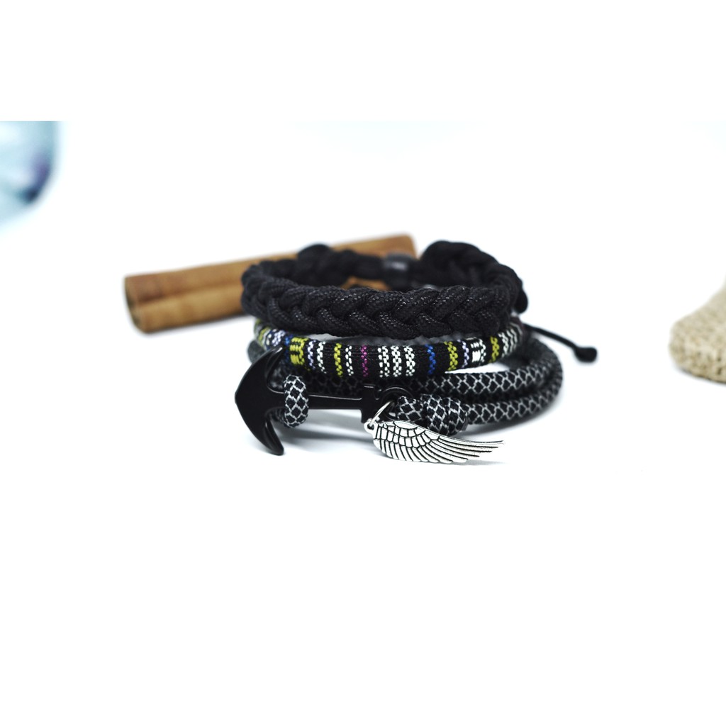 Gelang Paracord Paket Jangkar Hitam dan Abu