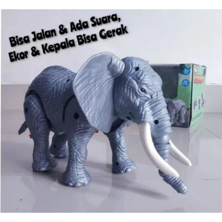 UKURAN BESAR Mainan Anak Gajah Bisa Berjalan PR 17600 /Mainan Anak Gajah Animal World/Mainan Edukasi