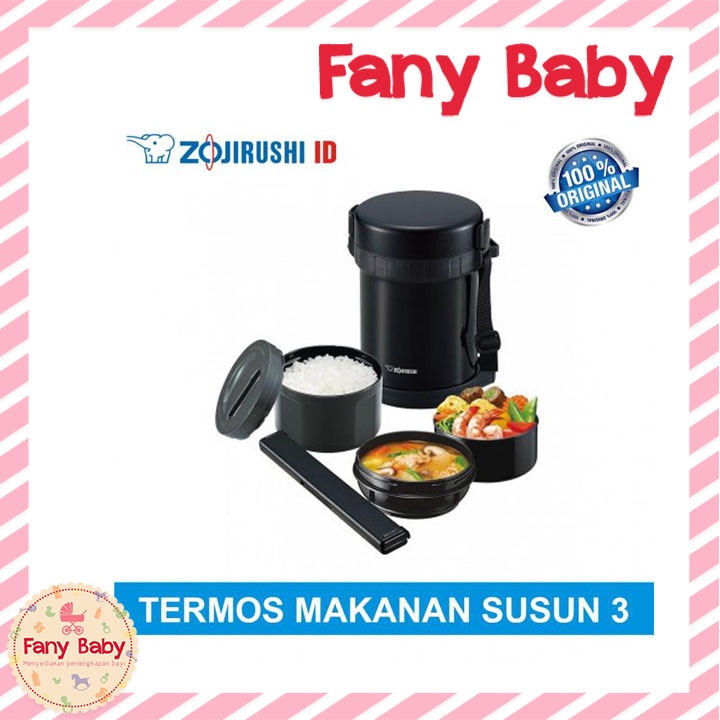 ZOJIRUSHI LUNCH JAR TEMPAT MAKAN  SL-GH 18 BA - Hitam [3 Susun]